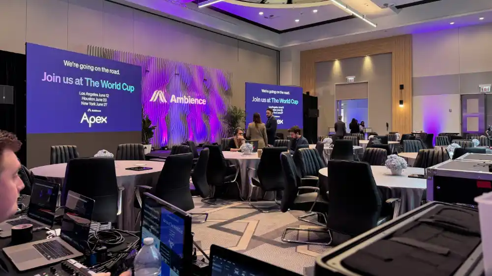 Two 2.9mm LED wall displays for an Ambience Healthcare keynote at Hyatt Regency Chicago