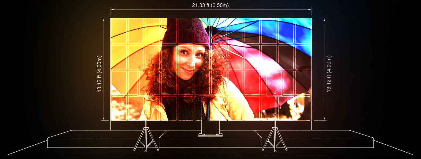 Single 21.33 foot by 13.12 foot LED wall rental configuration